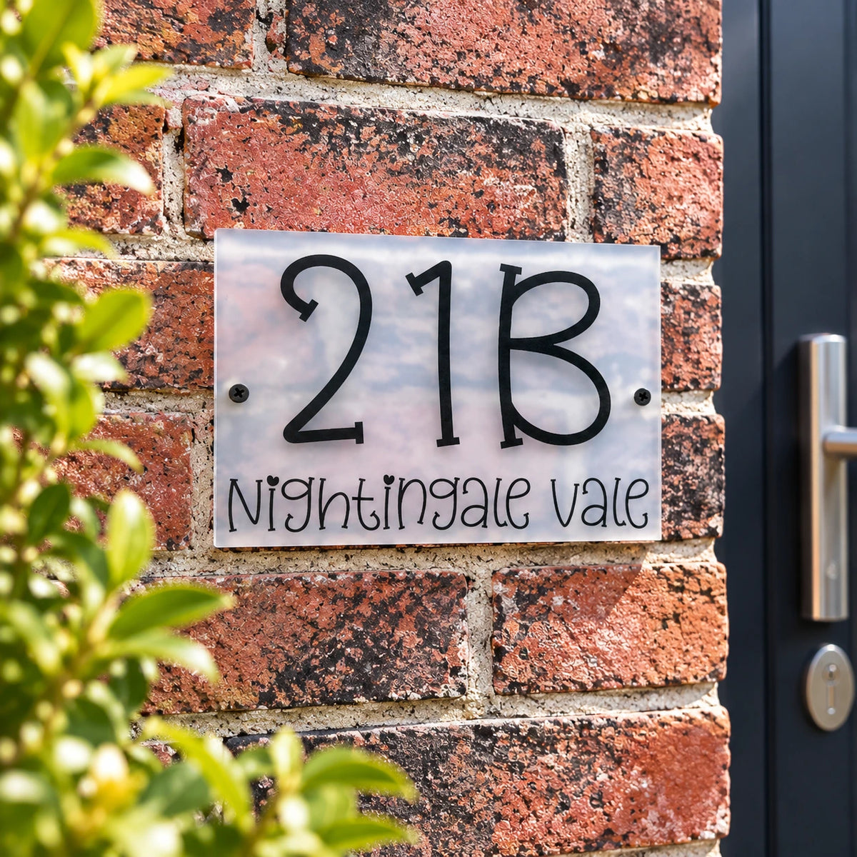 Heart style font acrylic house sign