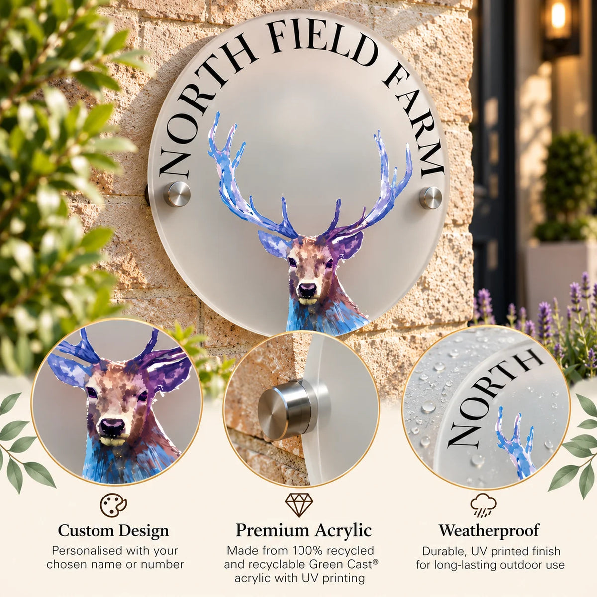 Deer acrylic house sign