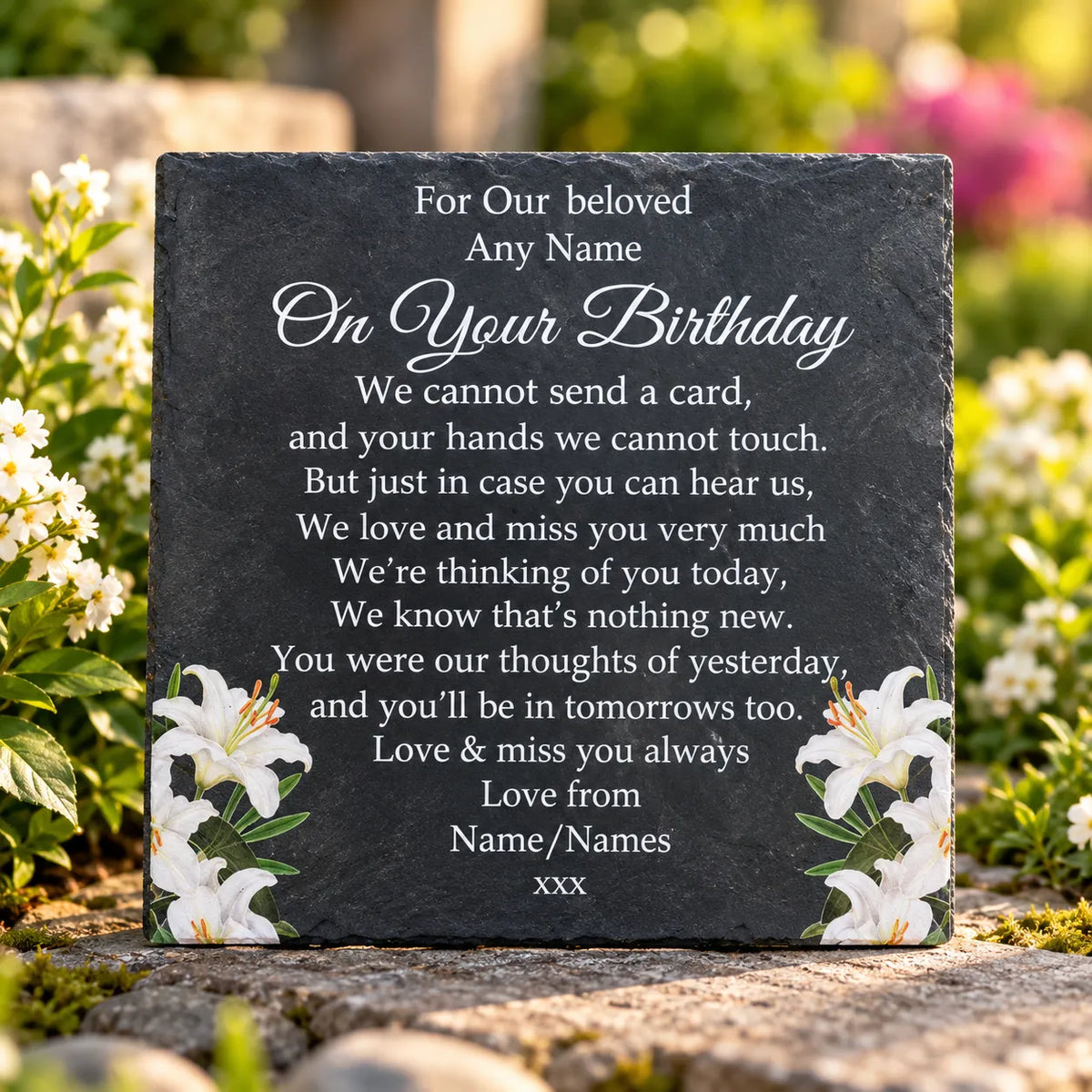 Floral Birthday memorial plaque