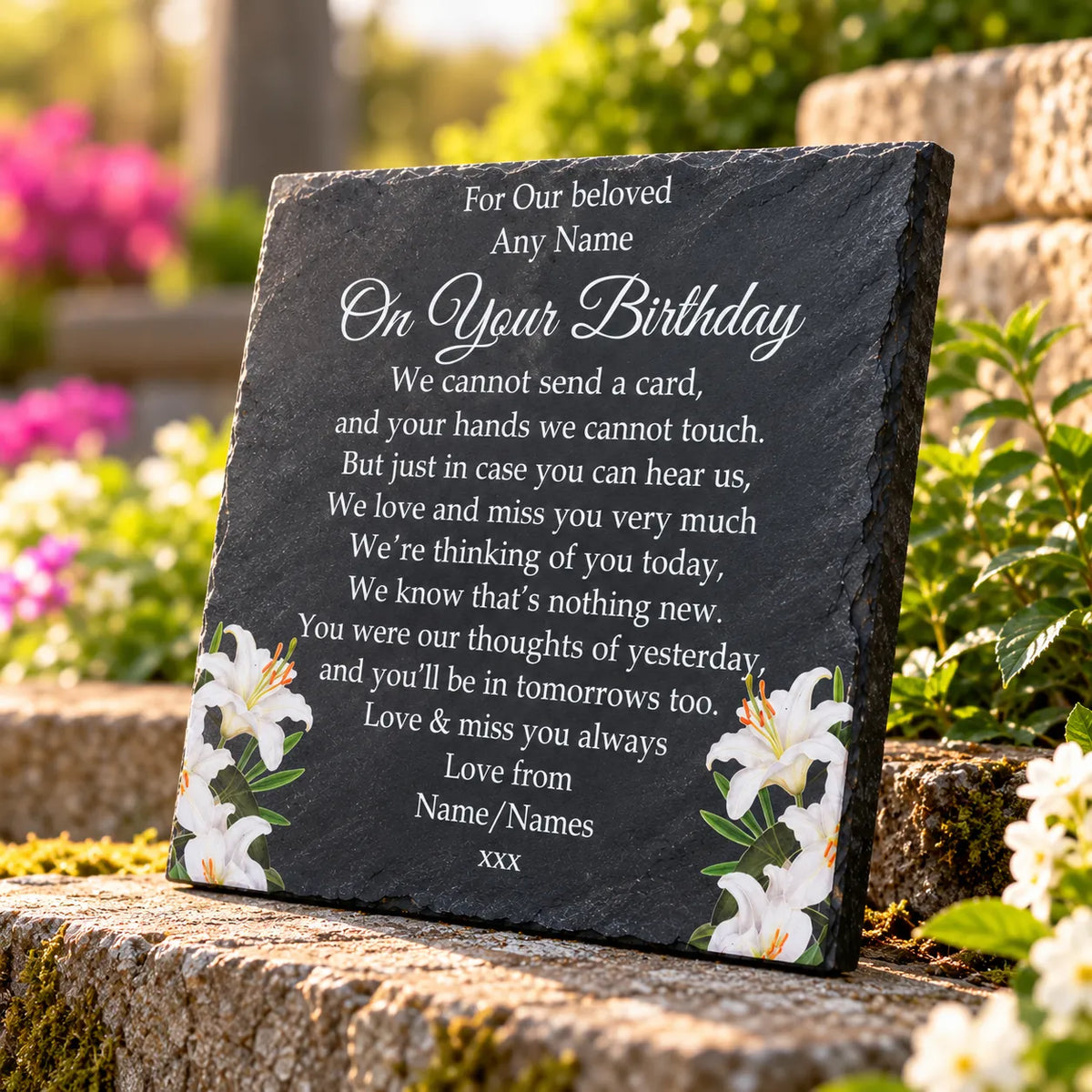 Floral Birthday memorial plaque