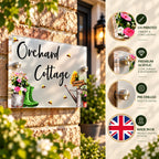 Floral welly acrylic house sign