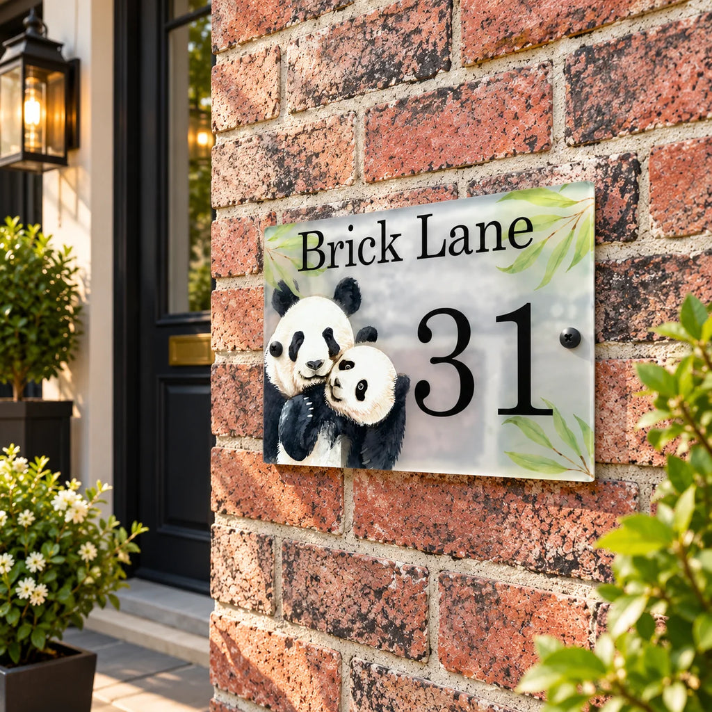 Panda acrylic house sign