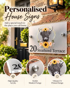 Highland cow acrylic house sign