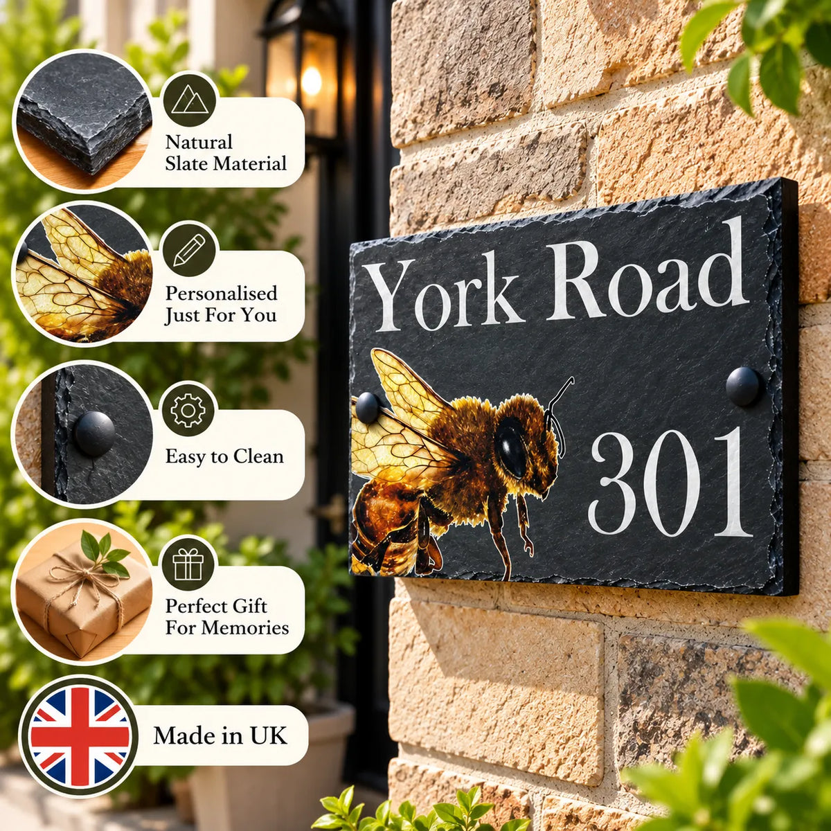 Bee slate house sign