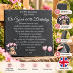 Bear Birthday Memorial plaque 3 Pink Balloons