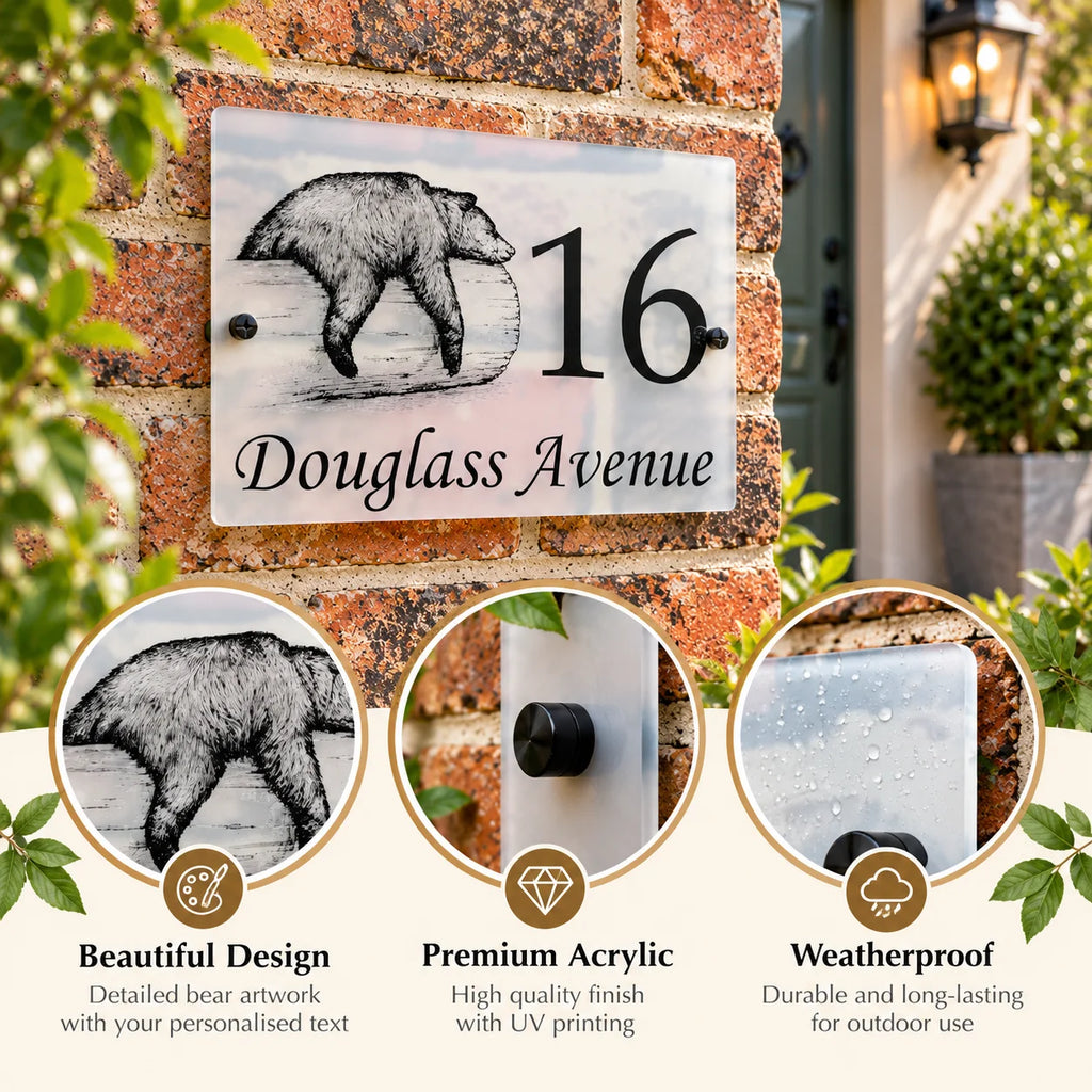 Bear acrylic house sign