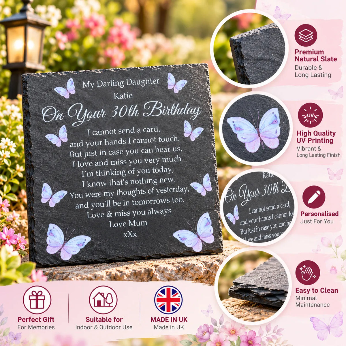 Butterfly Birthday memorial plaque