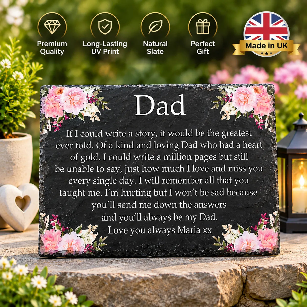 Floral memorial plaque