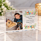 Birthday floral border acrylic block