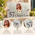 Floral horse acrylic house sign