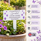 Acrylic Purple Butterflies plant pot memorial plaque