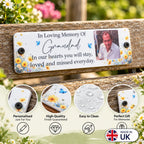 Acrylic bench picture memorial plaque - Wild Flowers