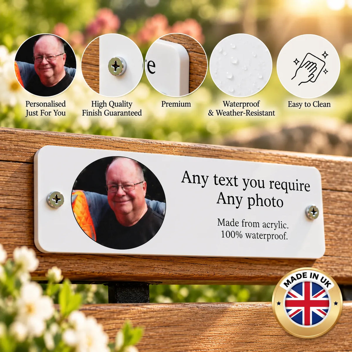 Acrylic Design your own bench memorial plaque