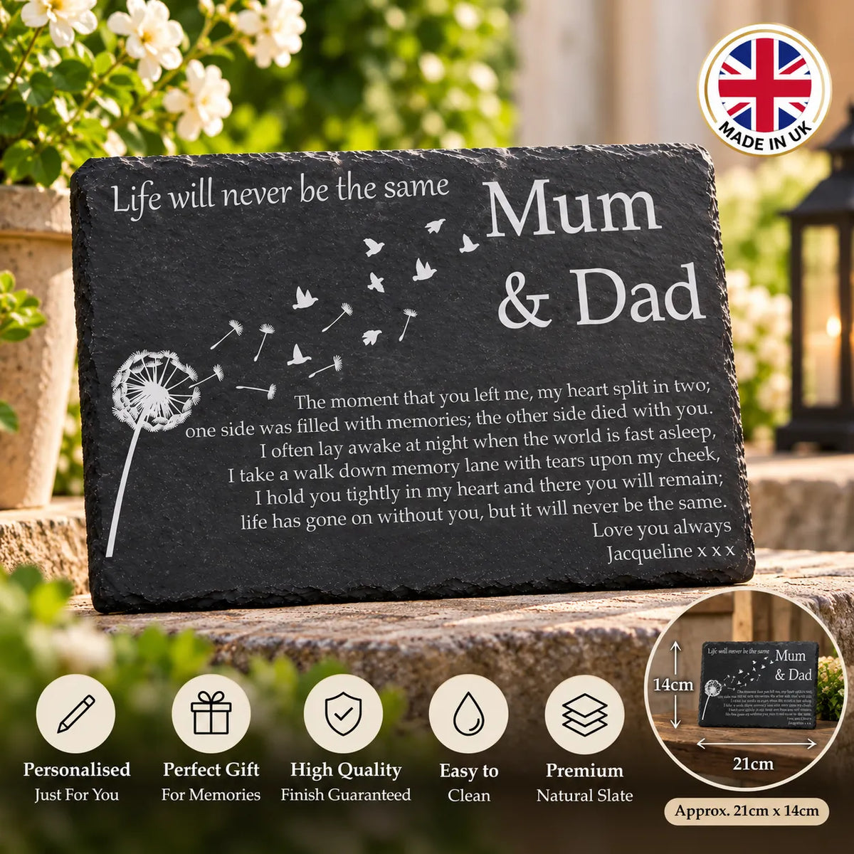 Dandelion memorial plaque