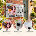 Floral pig acrylic house sign
