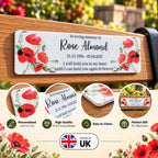 Acrylic poppy bench memorial plaque