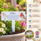 Acrylic Robin plant pot memorial plaque