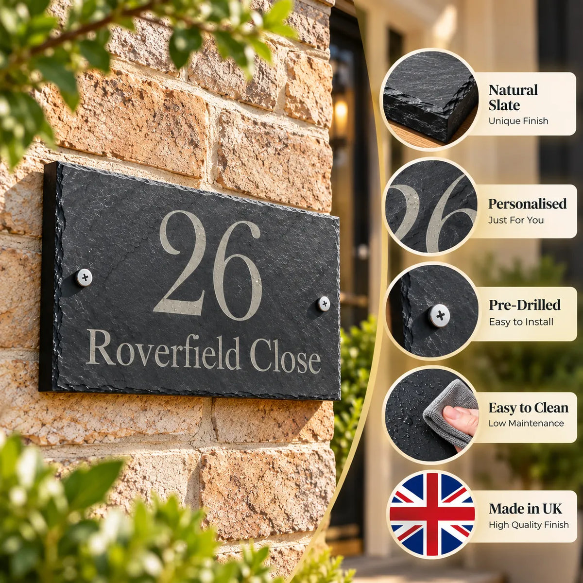 Plain slate house sign