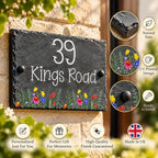 Wild flowers slate house sign