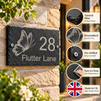 Butterfly slate house sign