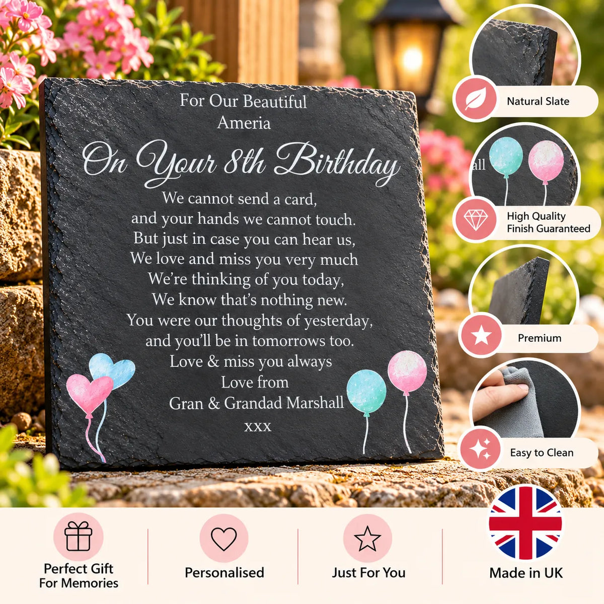 Balloon Birthday memorial plaque