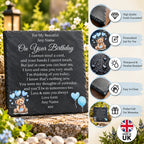 Bear Birthday Memorial plaque 3 Blue Balloons