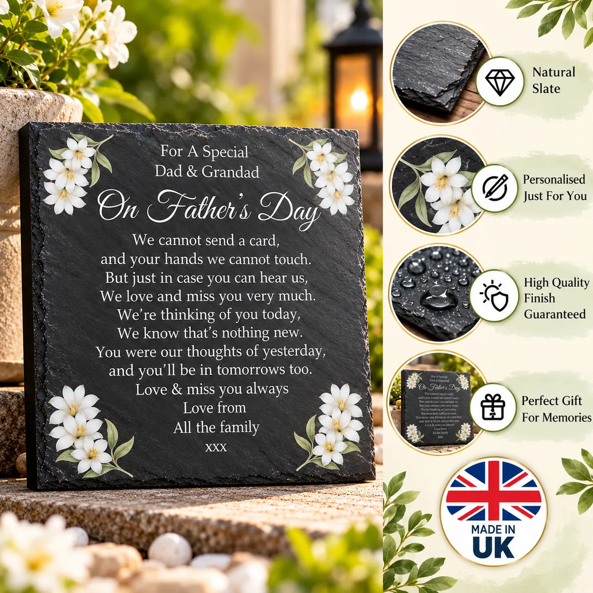 Father’s Day memorial slate plaque 1