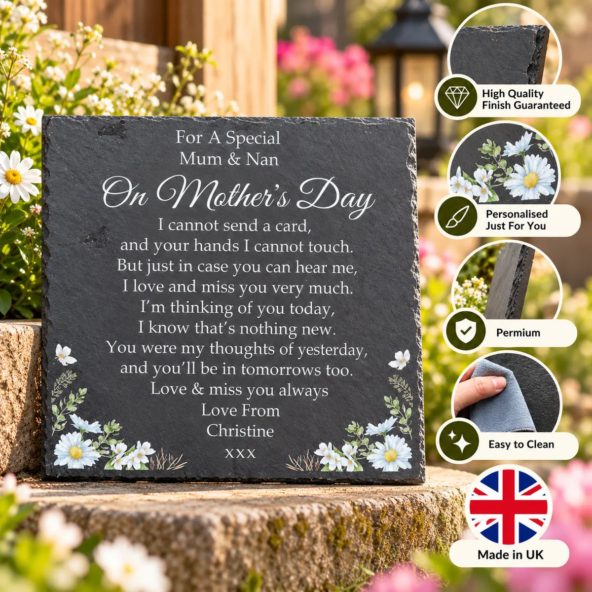 Mother’s Day memorial plaque Daisy
