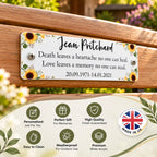 Acrylic sunflower bench memorial plaque