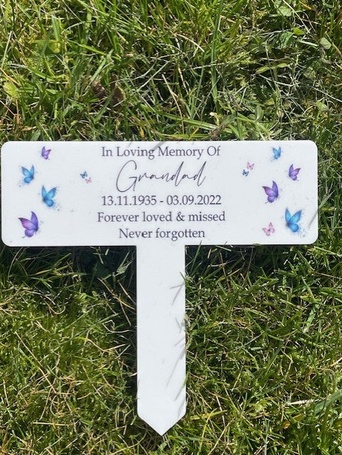 Acrylic Butterfly plant pot memorial plaque