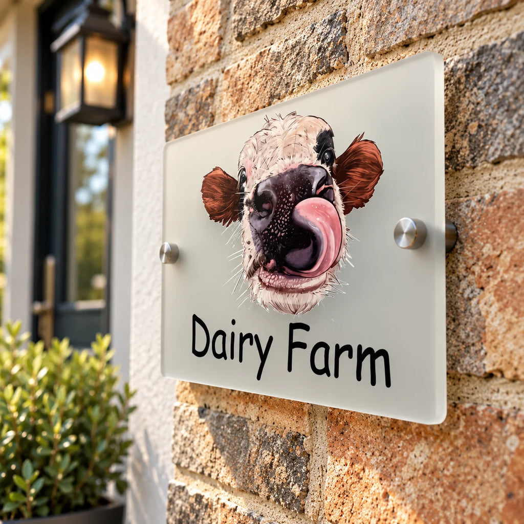 Funny cow acrylic house sign