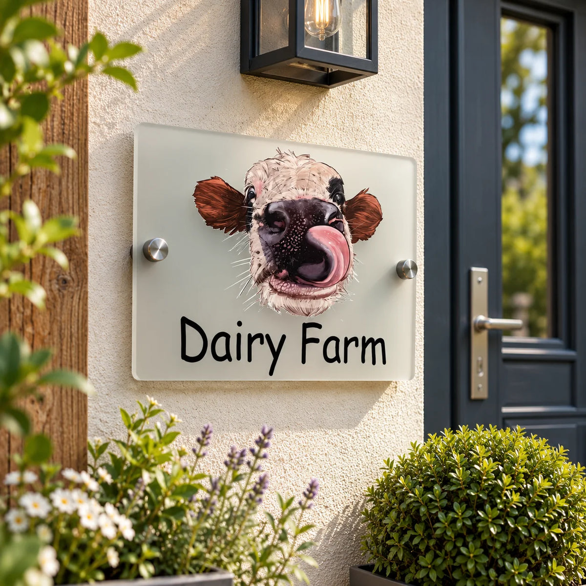 Funny cow acrylic house sign