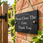 Please close the gate garden slate sign