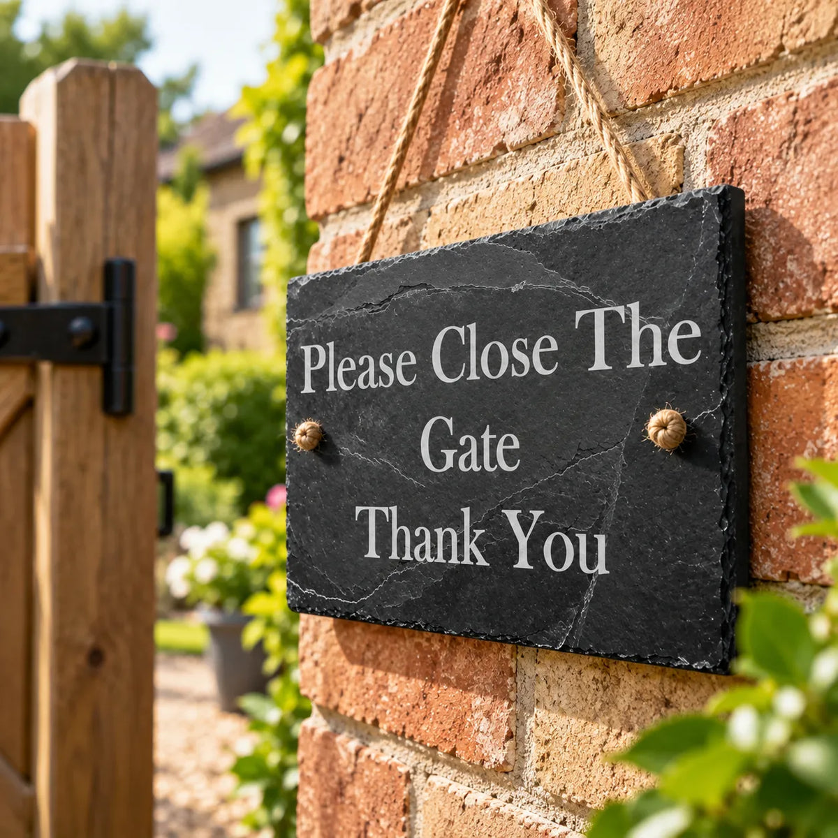 Please close the gate garden slate sign