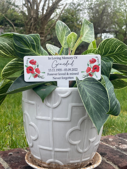 Acrylic Poppy plant pot memorial plaque