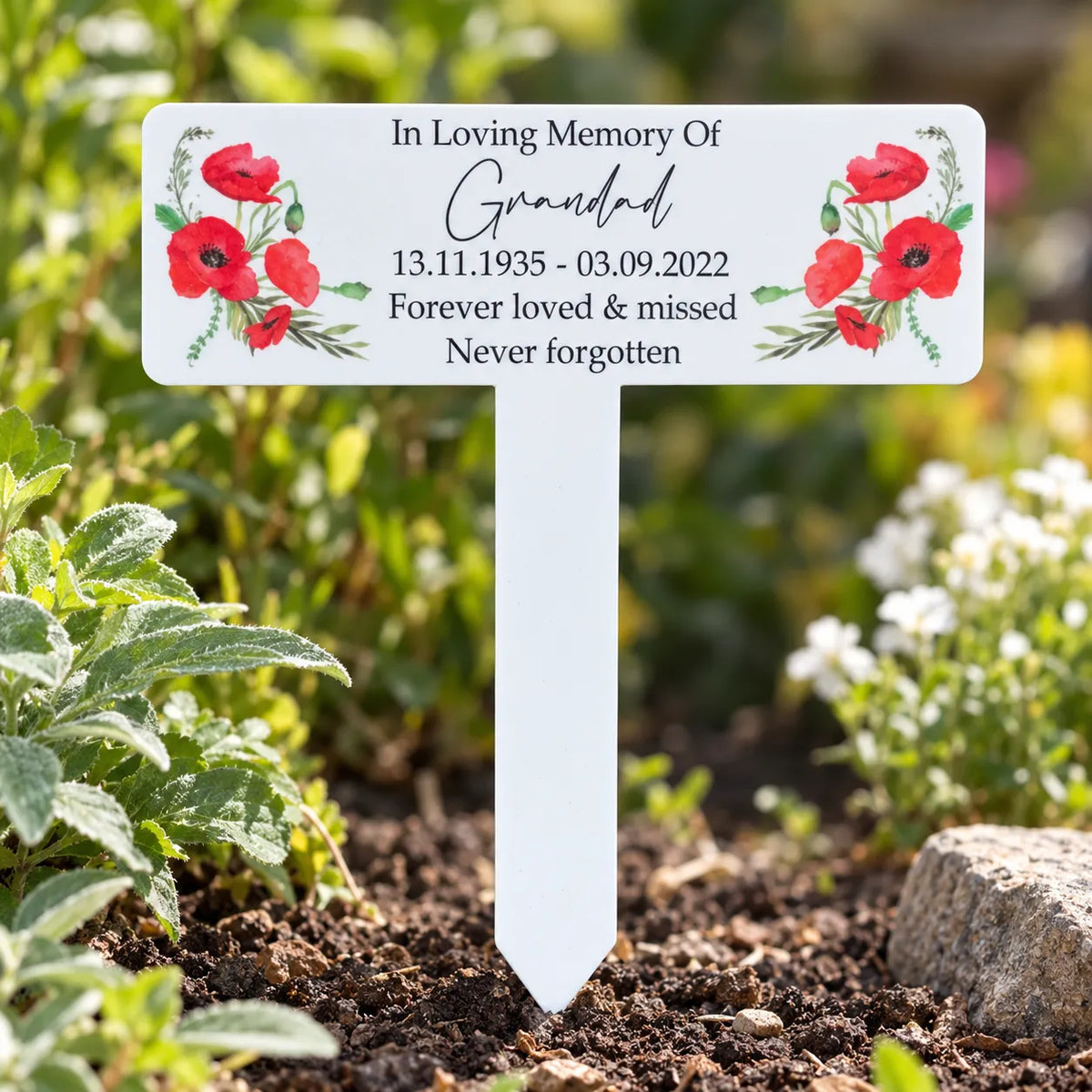 Acrylic Poppy plant pot memorial plaque