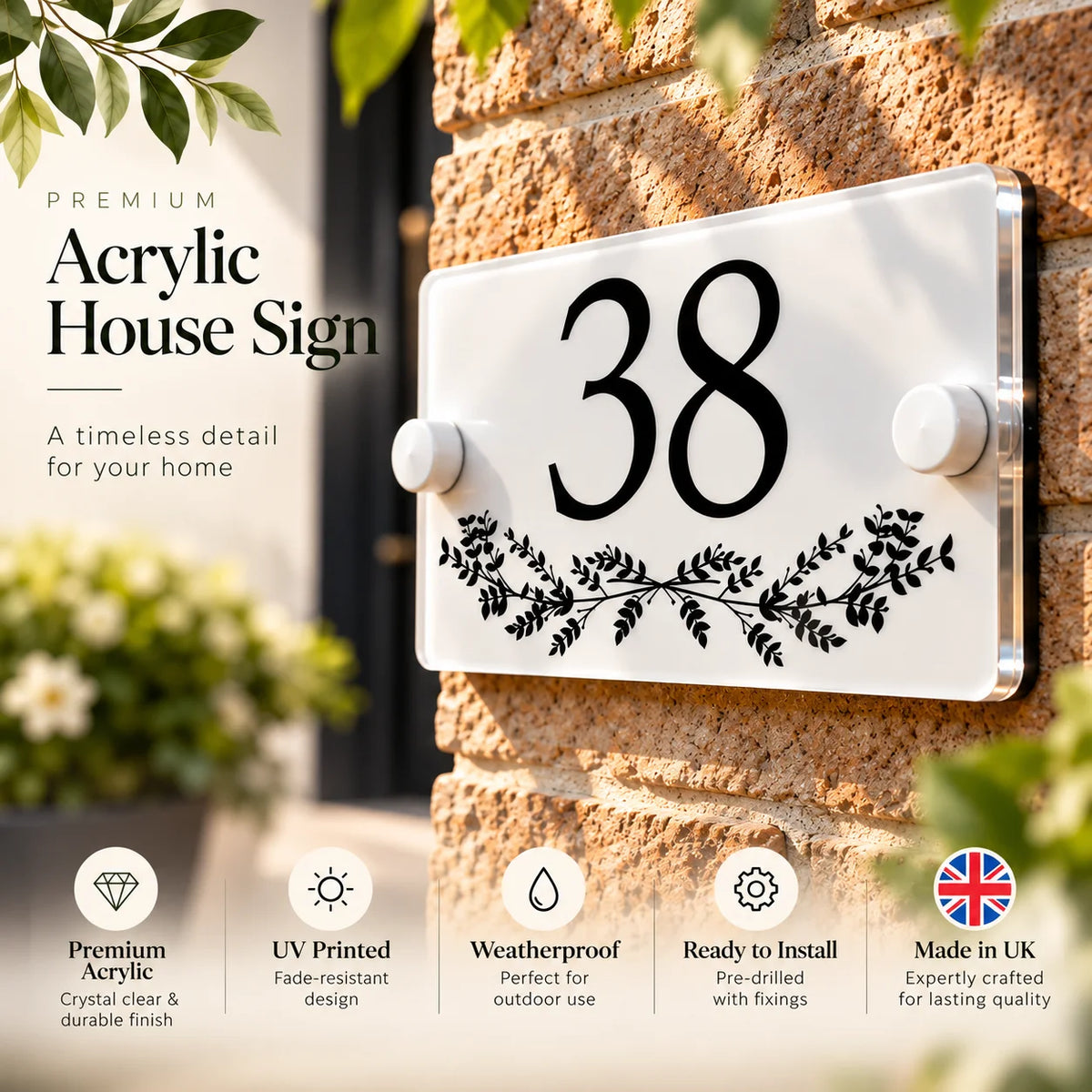Acrylic house sign ivy small