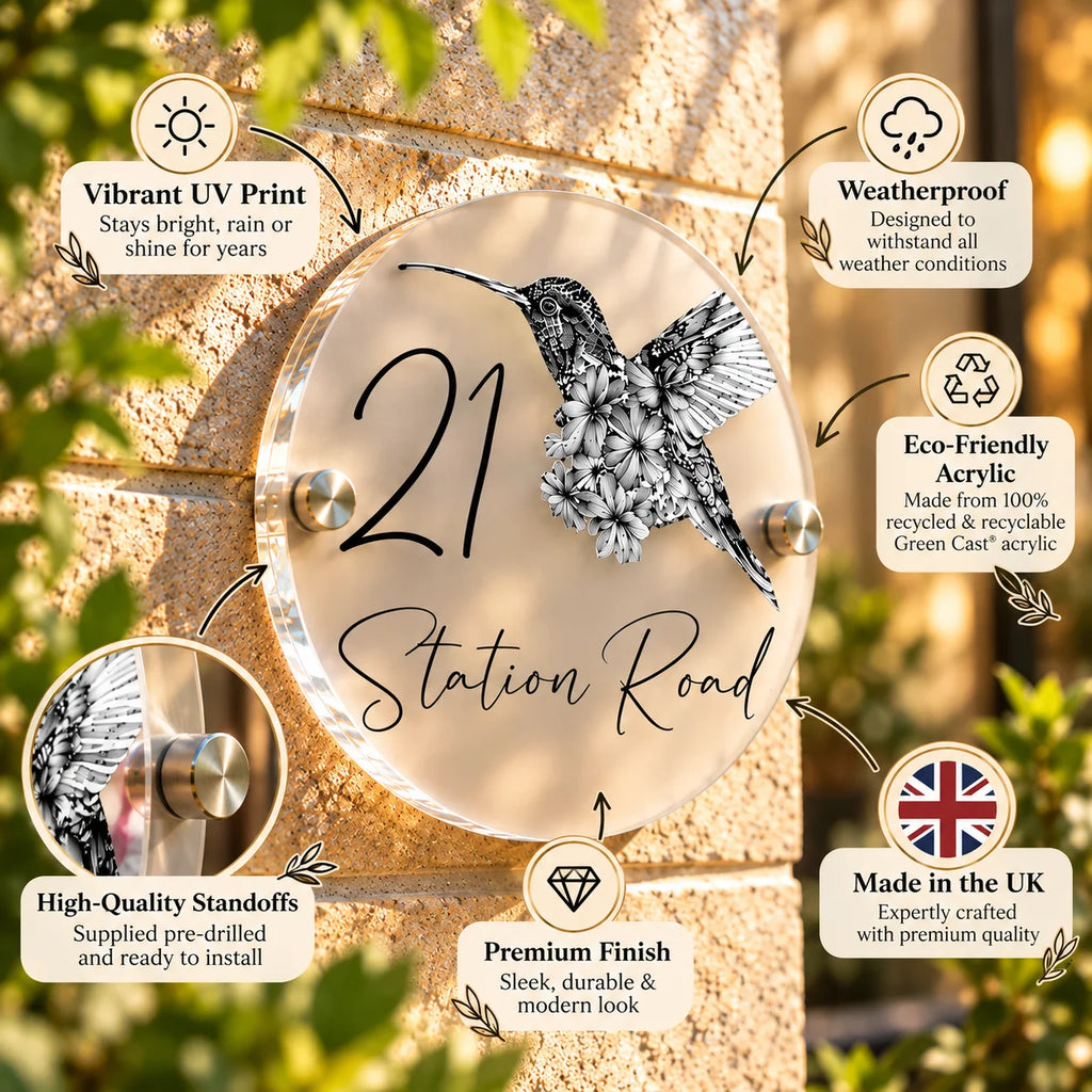 Hummingbird acrylic house sign