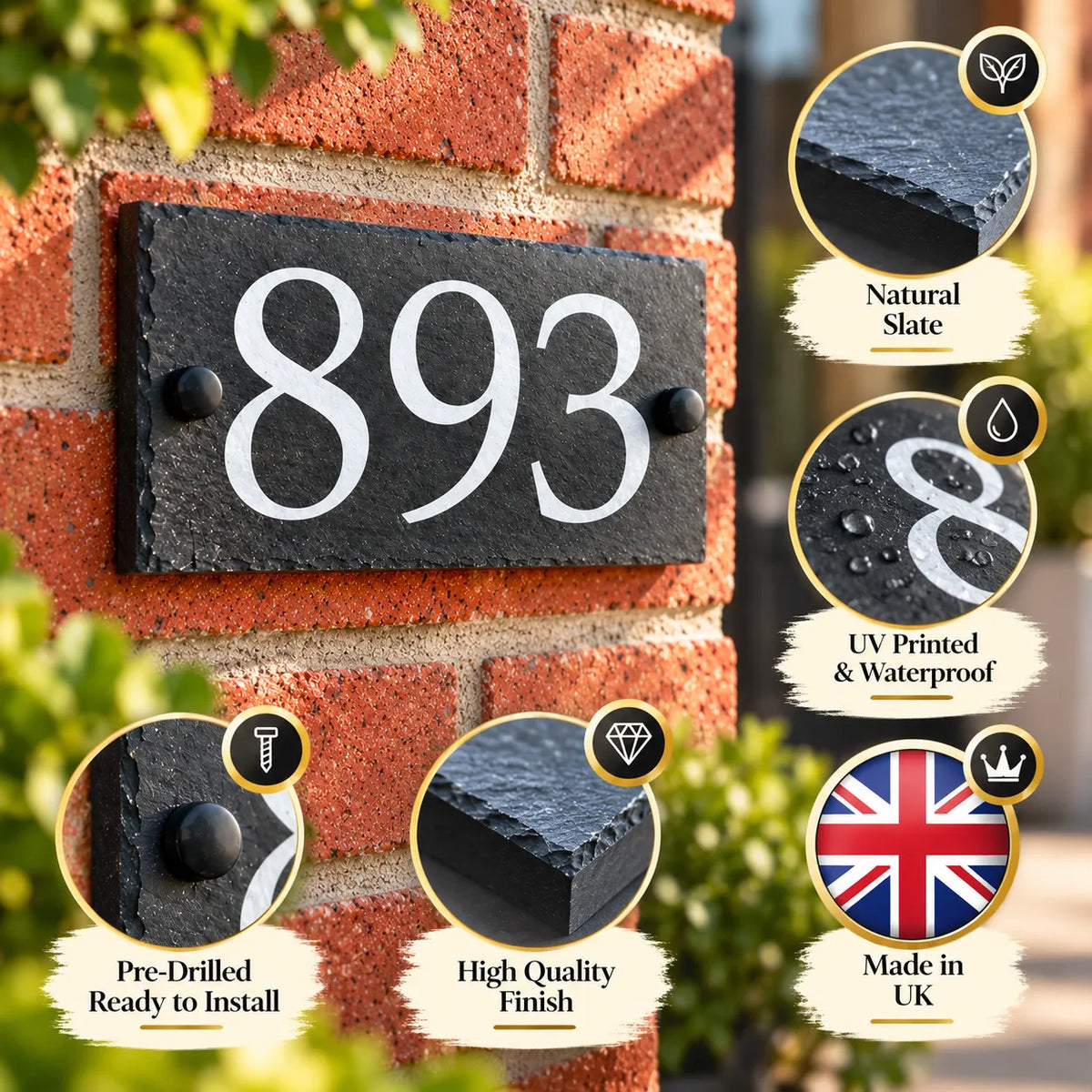 Number slate house sign