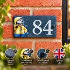 Number slate house sign duck small