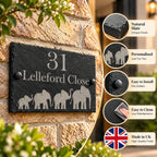 Elephant family slate house sign
