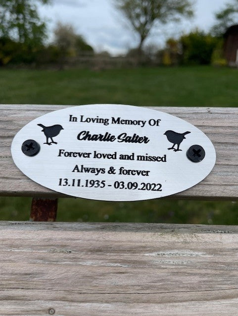 Gold and Silver Bench Memorial Plaque - Robin Circle