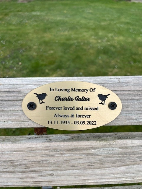 Gold and Silver Bench Memorial Plaque - Robin Circle