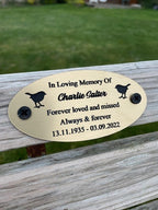 Gold and Silver Bench Memorial Plaque - Robin Circle