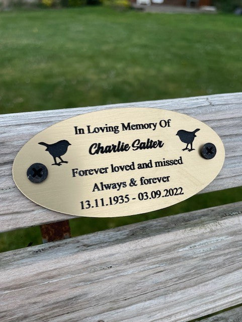 Gold and Silver Bench Memorial Plaque - Robin Circle