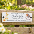 Acrylic bench Robin memorial plaque Cal
