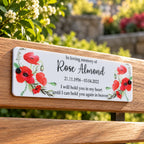 Acrylic poppy bench memorial plaque