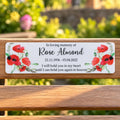 Acrylic poppy bench memorial plaque