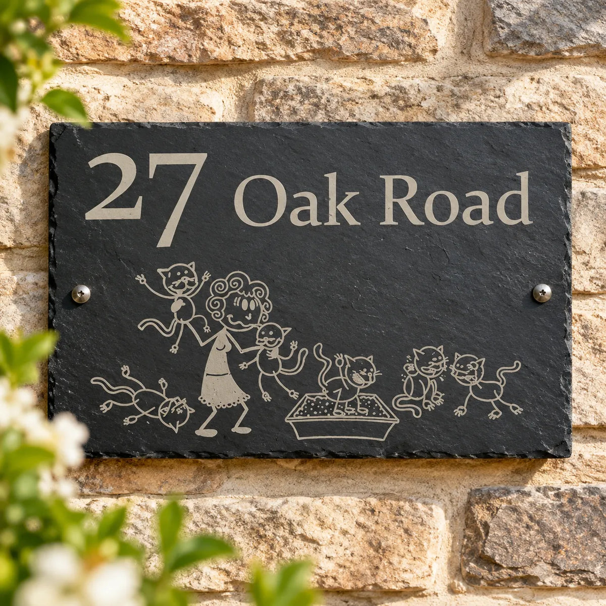 Crazy cat lady slate house sign