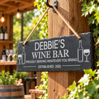 Wine bar garden slate sign